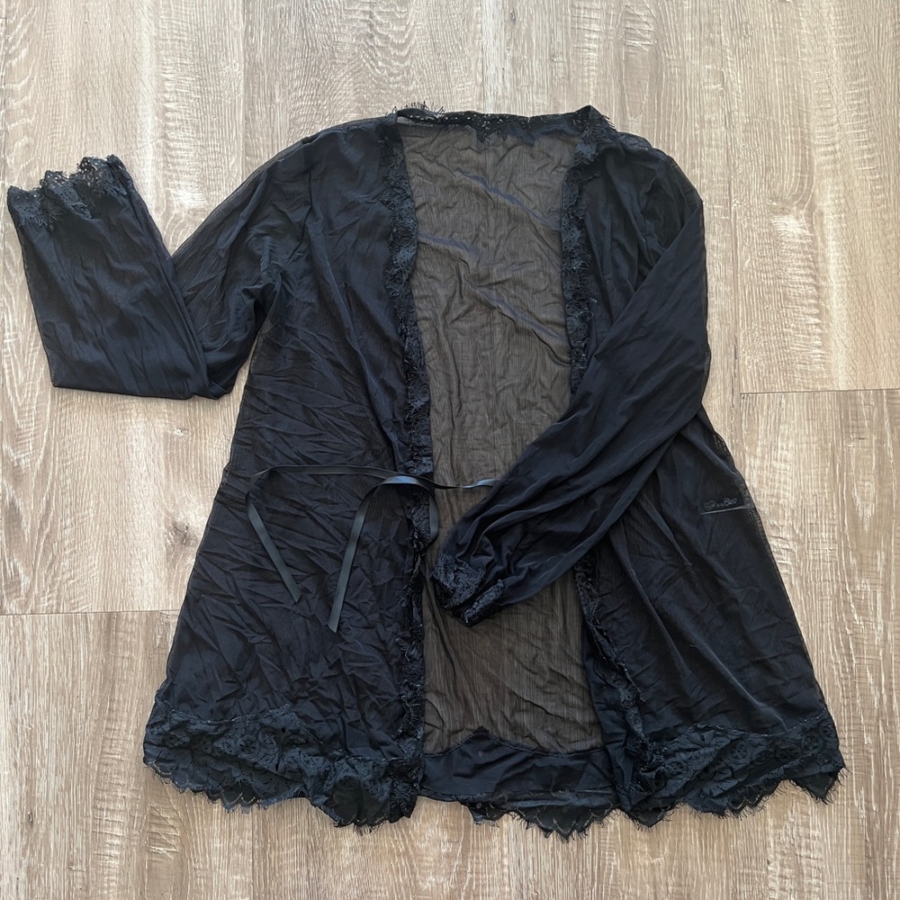 Sheer Black Lace Robe